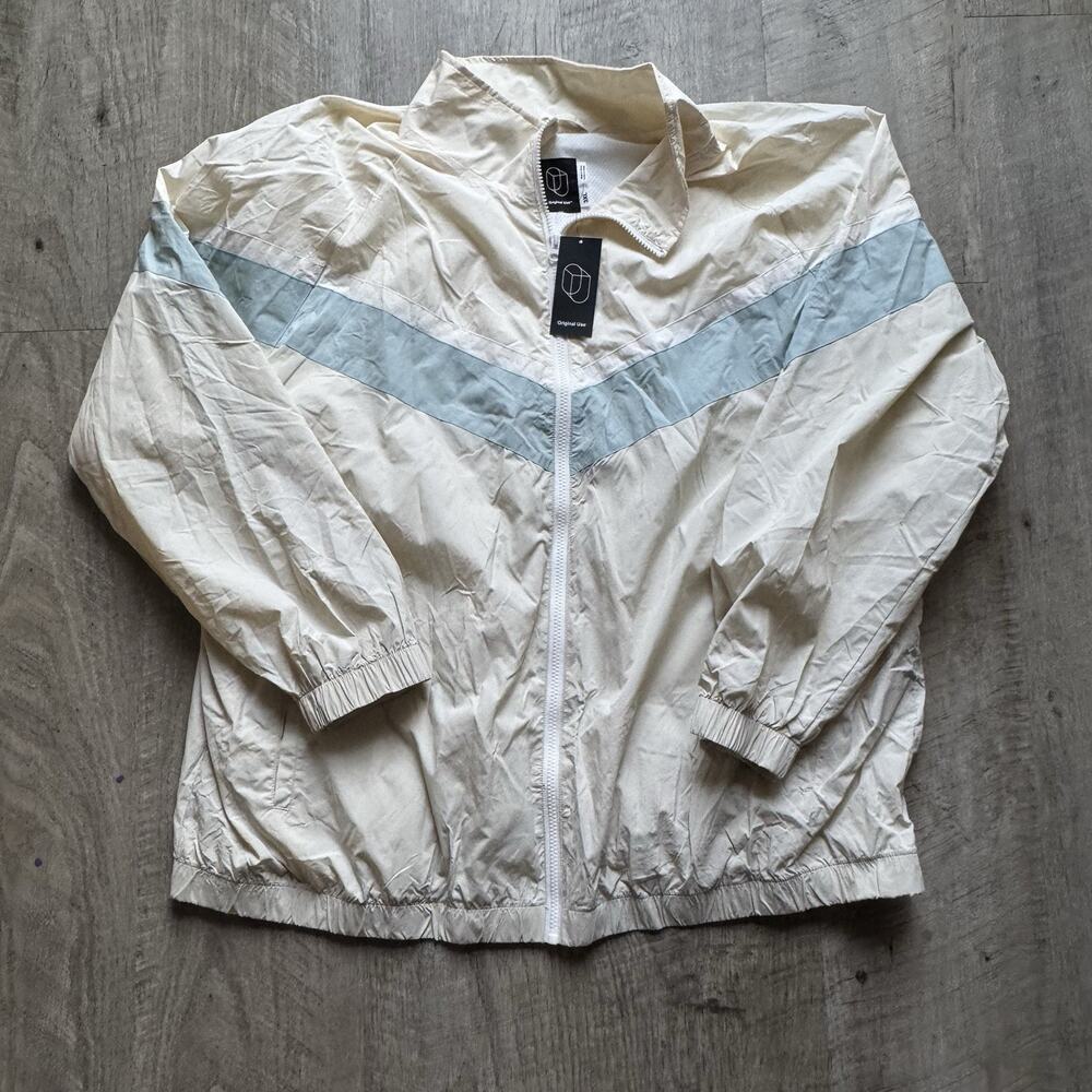 Original Use Jacket 3X Cream Blue Stripe Full Zip Hooded NWT Mesh Lined